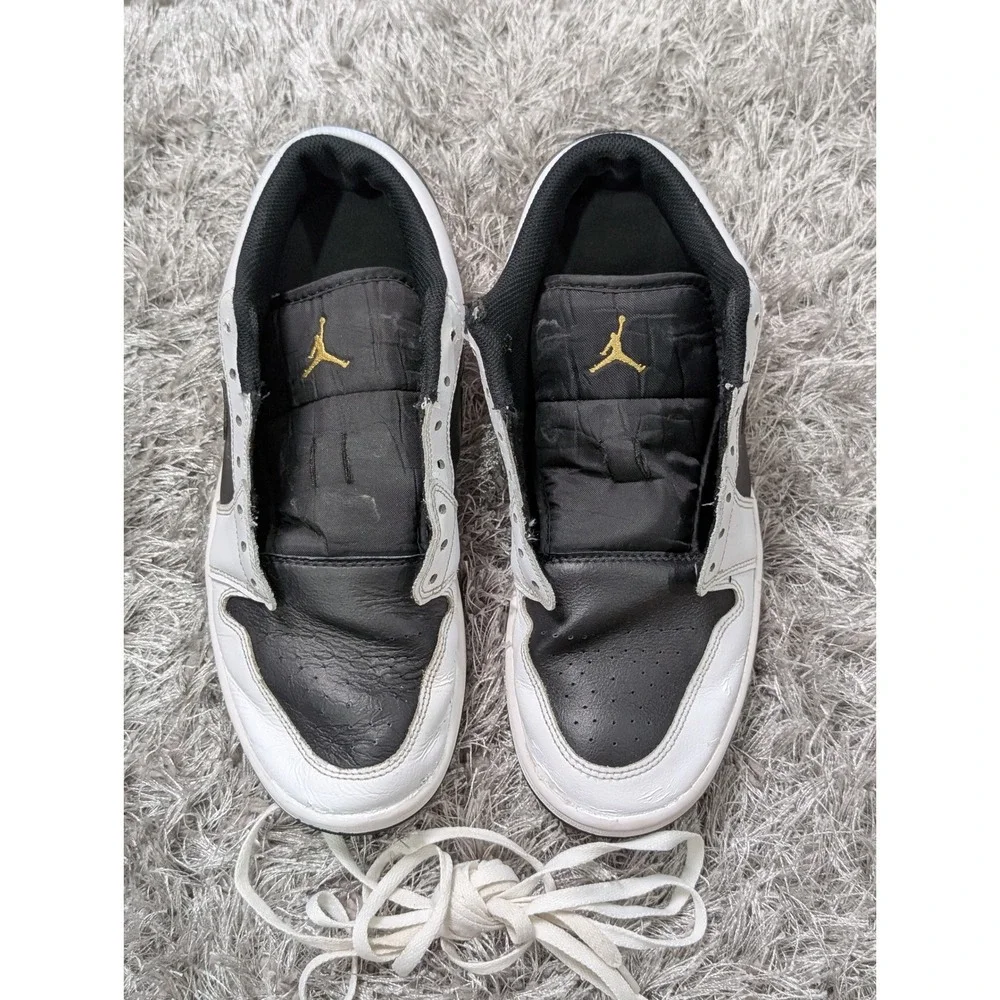 Air Jordan 1 Low Black White Gold 553558-123 Mens Sneakers